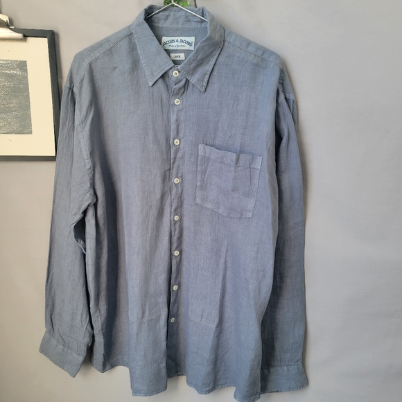 Jacobs & Jacobs Other - Jacobs & Jacobs Linen Button Front Shirt Blue L